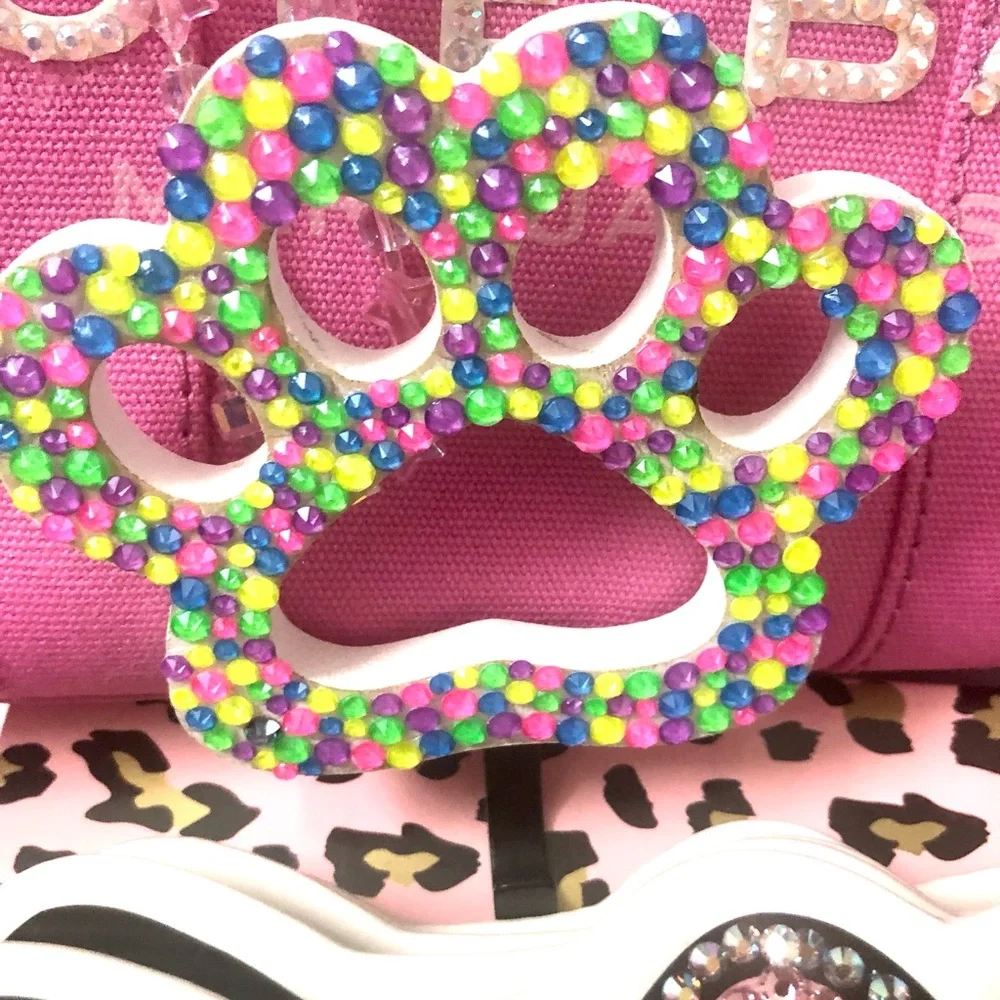 Rainbow Paw Wall Hook with Crystal Accents